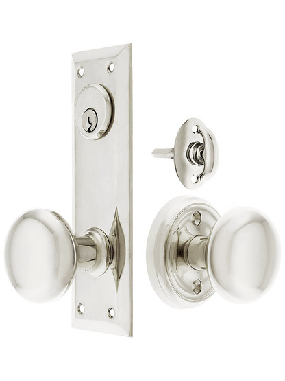New York Small-Plate Mortise Entry Set with Rosette Interior